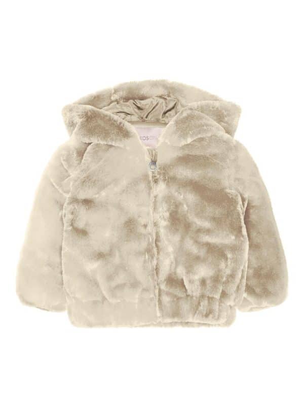 KIDS ONLY Malou faux fur hood jakke - OATMEAL - 110